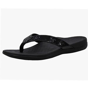 Vionic Tide Sequins Black Flip Flops
